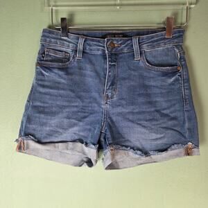Judy Blue Womens Mid Rise Cuffed Hem Medium Wash Denim Shorts Size Medium
